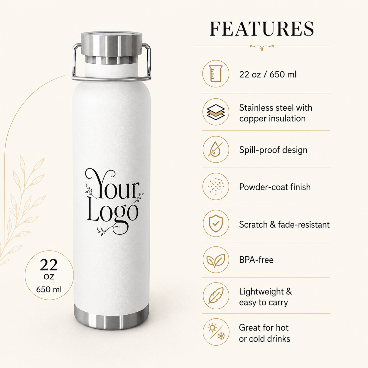 Copper Vacuum Insulated Bottle